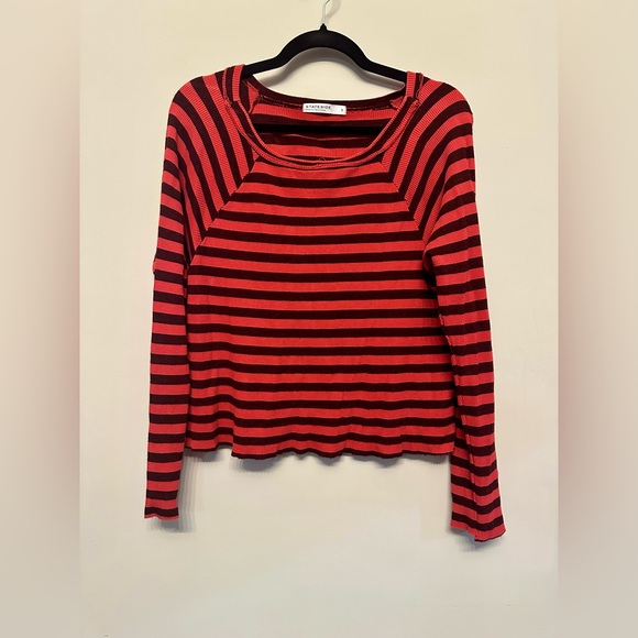Stateside Tops - Stateside Red and Black Striped Long Sleeve Top Small